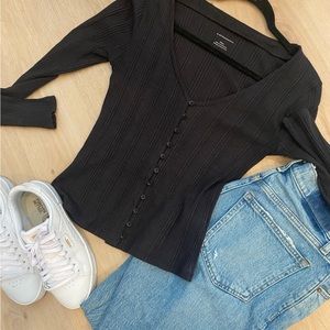 Anthropologie button down ribbed cardigan